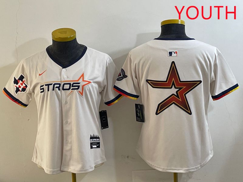 Youth Houston Astros Blank Cream Three generations Joint Name 2025 Nike MLB Jersey style 41011->youth mlb jersey->Youth Jersey
